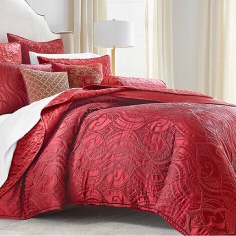 3 PC Ornate Scroll King Duvet Cover, 2 Quilted King Shams NEW